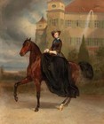 Handmade Old Master-art Antique Oil Painting Female Women Horse On Canvas 24x30 