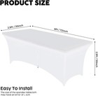 6ft White Spandex Table Cover Stretch Fitted Tablecloth With Zipper For Party
