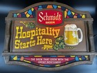 Vintage Schmidt Beer    hospitality Starts Here    Bar Light Sign 
