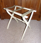 Vintage Scheibe Wooden Folding Luggage Suitcase Rack Stand With Tapestry Straps 