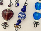 Handmade Artisan Wine Glass Charms Set 6 Lampwork Glass Ceramic Hostess Gift
