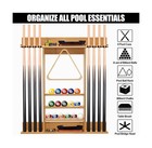 Pool Cue Rack Pool Sticks Holder Wall Mount  Holds 8 Cues And Full Set Of Balls