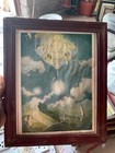Old Vintage Framed Art Print Woman Dreaming Swapna 10 5  Decorative Painting