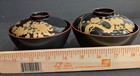Set Of Two Vintage Japanese Lacquerware Bowls With Gold Detailing Inside And Out