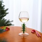 Crystal Christmas Holiday Tree Stemmed Wine Glass- Green - 10 Oz Goblet Bordeaux
