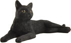 3 Inch Black Cat Laying Hand Painted Mini Figurine Statue Sculpture   new