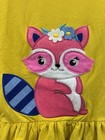 Rare Editions Girls Top Size 10 Yellow Embroidered Pink Raccoon Nwt
