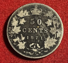 Canada 50 Cents 1871 Silver Coin Km 6 T10926
