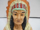 Vintage Cast Iron Indian Chief Head Bust Penny Bank Two Piece