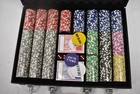 Poker Chips Set Black Carry Case Cards Dice Dealer Buttons Casino Game Set