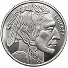 1 2 Troy Oz  999 Fine Silver Native American Indian Buffalo Round Bullion
