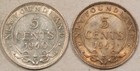 1940-c   1941-c Canada Newfoundland 5c Lot Of 2  Silver Km-19 - Nice Original Au