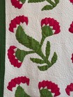 Antique C 1910   1930 Coxcomb Appliqu   Quilt Square 69x69 Red Green Hand Quilted