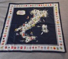 Authentic Rare Souvenir D italte Silk Scarf Navy Blue 1960s