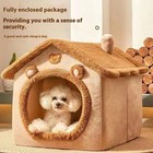 Dog House Kennel Pet Dog Cat Bed For Small Dogs Winter Warm Plush Cat Bed Nest