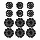 12pc lot Black Vintage Hand Crochet Lace Doilies Flower Placemats Round Coasters