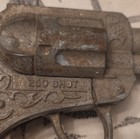 Vintage Cast Iron 250 Shot Western Style Toy Pistol Yellow Handle