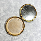 Powder Compact Mint Green Guilloche Enamel Textured Brass Edging 2 Mirrors Vtg