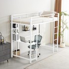 Metal Loft Bed Twin Size With Built-in Ladders For Adults Kids Young Teens