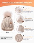 Winter Beanie Hat Scarf Gloves Set For Women  Pom Pom Beanie With Fleece Line   
