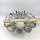 Vintage Brs 9  X 3  Silver Plated Over Nickel  Footed Punched Basket