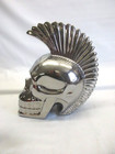 Mohawk Skeleton Skull Head Figurine  Life Size  Ceramic  Chrome Glaze Halloween