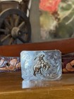 Rare Western Silversmiths California Sterling Silver Bronco Buster Belt Buckle