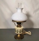 Vintage Oil Lamp Style Table Lamp Oriental Decorative With Shade   Chimney Brass