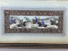 Framed Middle Eastern Miniature Painting Horse   Rider Scene Border 8 X 4 In