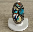 Massive Vintage Native American Signed Sterling Size 10 1 2 Ring