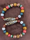 2pcs Tibetan Natural Agate Dzi          Beads W 9 Wealth God Dzi Bead Bracelets