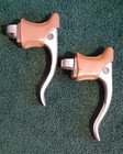 Two  2  Used Campagnolo 1972 Record Brake Levers  Brown Gum Hoods