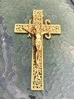        Vtg Ornate Metal   Brass Wall Ihs Cross Crucifix Religious Gallo Co  N y         