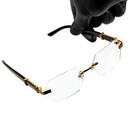 Men s Clear Lens Rimless Woodgrain Gold Frame Hip Hop Luxury Vintage Glasses