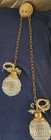 Vintage Hollywood Regency Dual Pendant Swag Lamp Hobnail Glass Prisms
