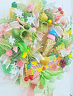 Spring Summer Front Door Wreath 24 Inch Ice Cream Cone Floral Farmhouse Decor 