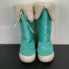 Rare Vtg 70s Dalbello Italian Snow Boots Eu 39 40 Apr  s-ski Teal Sherpa- Lined