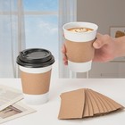 12 Oz 50 Pack Disposable Paper Coffee Cups With Lids And Sleeves