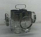 Vintage Mid-century Silver Fade Highball Glass Set With Caddy   Coasters   9-pie