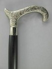 Vintage Silver Brass Head Antique Handle Handmade Walking Stick Wooden Cane
