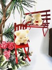 2 Avon Gift Collection Teddy Bear Ornament Collection-  Teddies On A Bench Vtg