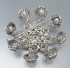 Vintage Austrian 800 Silver Large Crystal Rhinestone Domed Brooch Pin