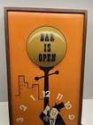 Vintage Spartus Model 6051 Bar Is Open 1970   s Wall Clock Light  Light Works Read