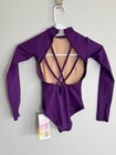 Baltogs Girls Mock Neck Long Sleeve Dance Leotard Criss Cross Back Purple Sc