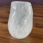 Hand Made Glass Vase Works White Swirl Small 4 5    X 5     Wide Mouth