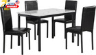 Stylish 5-piece Citico Metal Dinette Set With Faux Marble Top   Black Chairs New