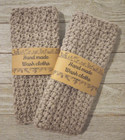 Crochet Handmade Spa Bath Wash Cloth Cotton Facial Reusable Brown Stone 2pc