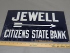 Vintage Jewell Kansas Citizens State Bank Porcelain Cobalt Blue Sign Original 