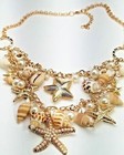 Starfish Seashell Necklace Pearls Beach Nautical Statement Bib Jewelry Chain 