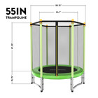 Green Trampoline With Safety Enclosure Net Round Trampoline Jumping Mat For Kids